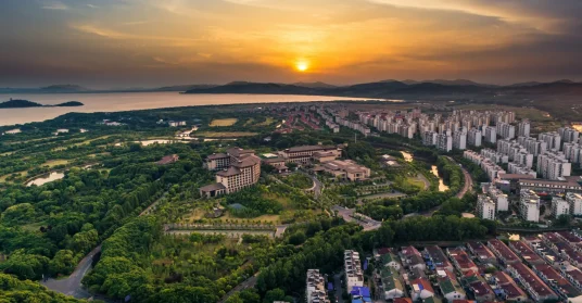 The city sunset